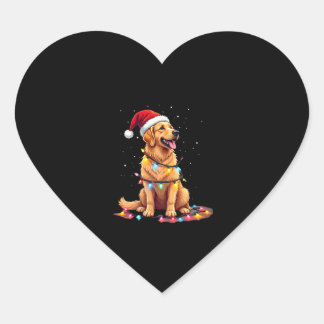 Hund Golden Retriever Santa jul Julafton Ljus ( Hjärtformat Klistermärke