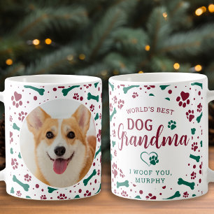 Hund Grandma Granddog Anpassningsbar Pet Photo jul Kaffemugg