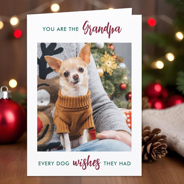Hund Grandpa Anpassningsbar Granddog jul Pet Photo Helgkort (Skapare uppladdad)