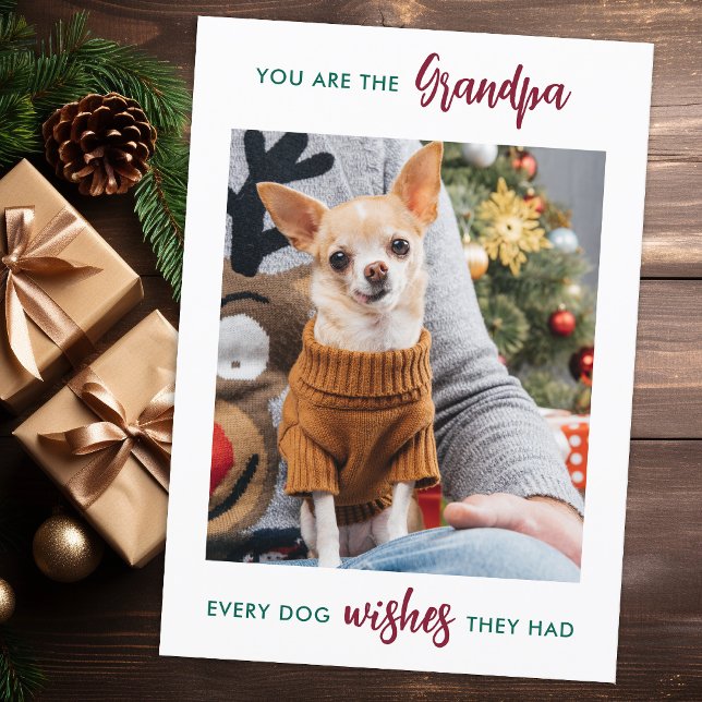 Hund Grandpa God jul Anpassningsbar Pet Photo Julkort (Skapare uppladdad)