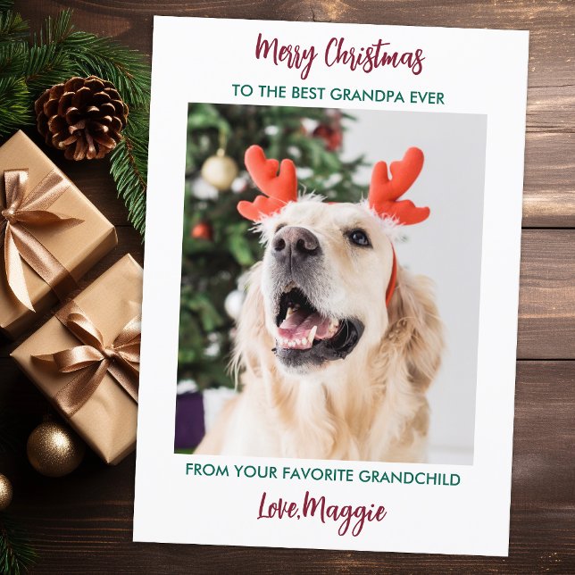 Hund Grandpa God jul Personlig Pet Photo Julkort (Skapare uppladdad)