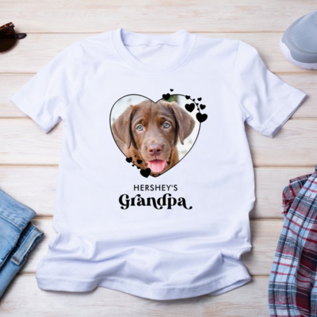 Hund GRANDPA Personlig Heart Hund älskare Pet Phot T Shirt (Skapare uppladdad)