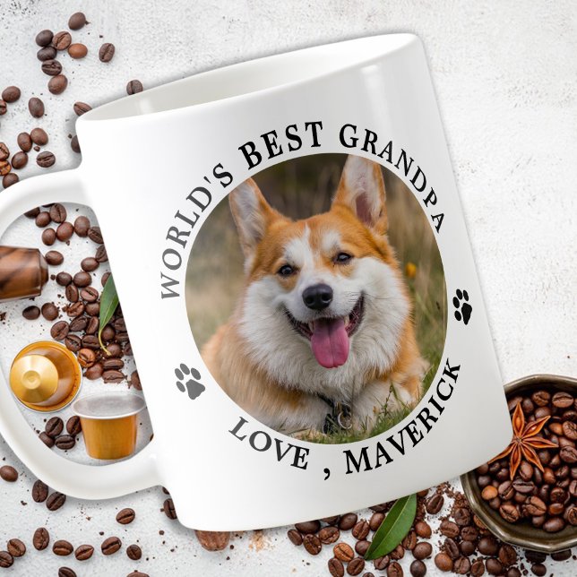Hund Grandpa Personlig Pet Photo Hund älskare Kaffemugg (Skapare uppladdad)