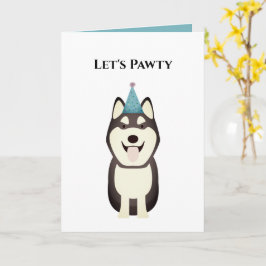 Hund Grattis på födelsedagen Card, Låt oss Pawty H Kort