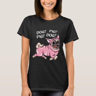Hund Gris Pug båda fina anslutningar till T Shirt