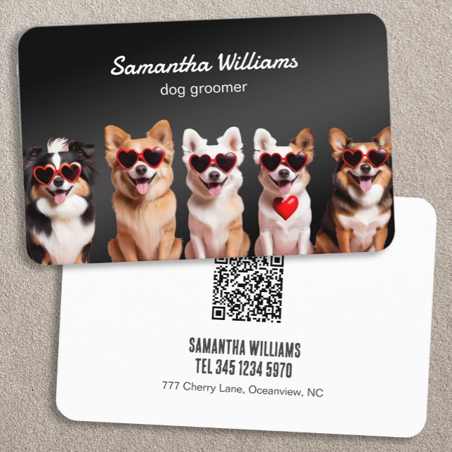 🐶 Hund Groomer-Anpassningsbar QR Visitkort (Dog Groomer Custom QR Business Cards)
