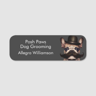 Hund Groomer Business Puppy Grått Namnbricka