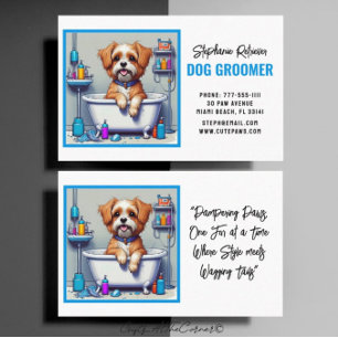 Hund Groomer Cute Puppy Blue Visitkort