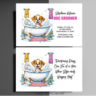 Hund Groomer Cute Puppy Brown White Visitkort