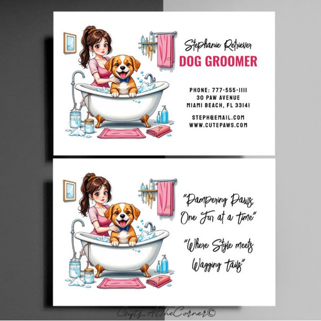 Hund Groomer Cute Puppy Visitkort (Skapare uppladdad)