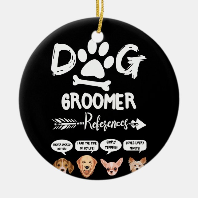 Hund Groomer Gift-referenser Grooming Hund Salon S Julgransprydnad Keramik (Framsidan)