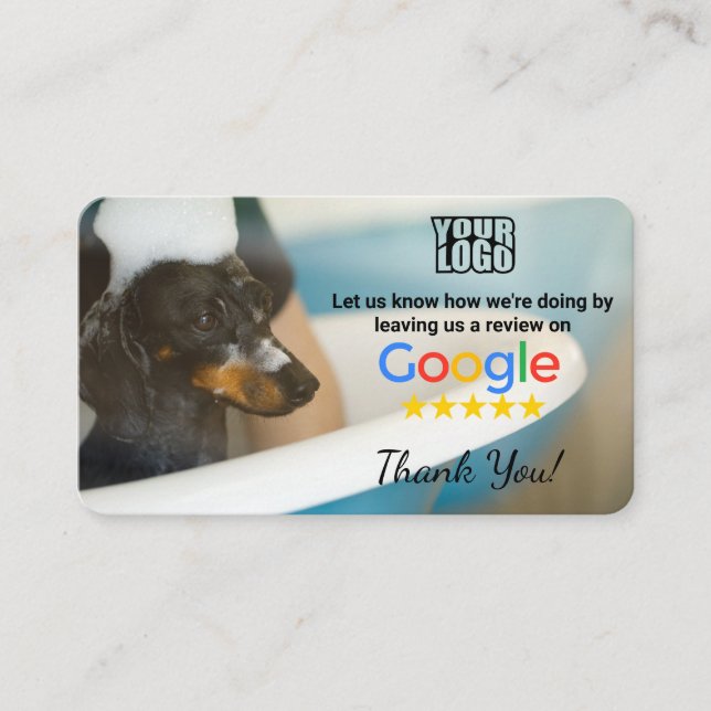Hund Groomer Google-granskningsmall med QR - Visitkort (Framsida)
