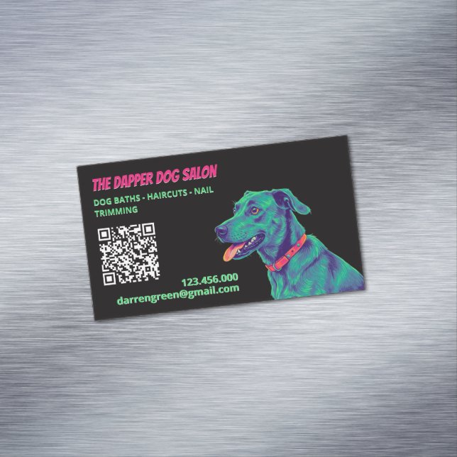🎀 Hund Groomer Hund QR Magnetiska Visitkort (In Situ)
