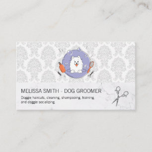 Hund Groomer-Logotyp Skuggmönster Visitkort
