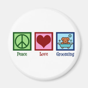 Hund Groomer Peace Kärlek Pet Grooming Magnet