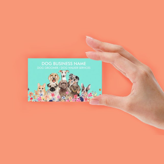 Hund Groomer Pet Boutique Neon Grönt Visitkort (Dog Groomer Pet Boutique Neon Green Business Card)