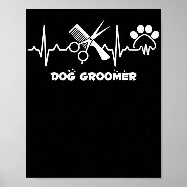 Hund Groomer Pet Grooming Heartslag Djurälskare Poster (Framsidan)