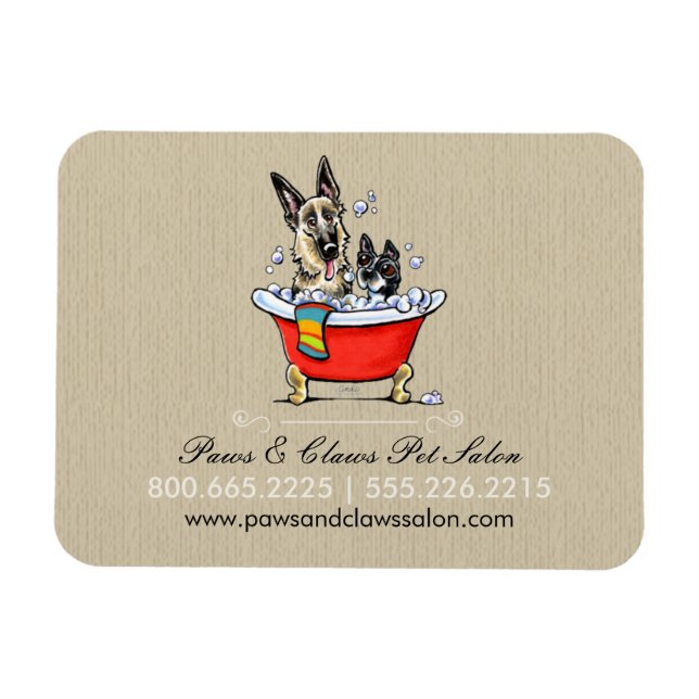 Hund Groomer Pet Salon Finare Tub Organic Business Magnet (Horisontell)