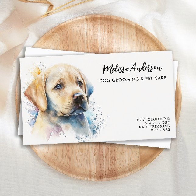 Hund Groomer Pet Sitter Gult Labour Cute Puppy Visitkort (Skapare uppladdad)