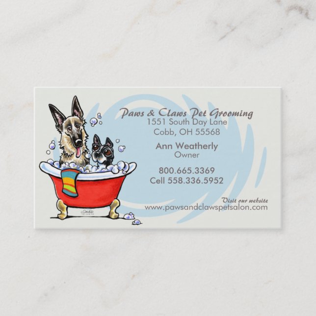 Hund Groomer Pet Spa Klo Tub Blue Möte Tidsbeställning Kort (Framsida)