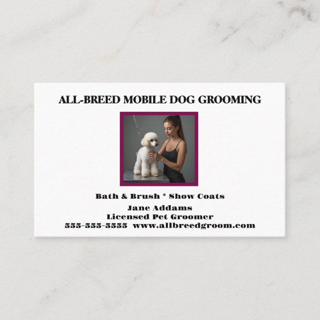 Hund Groomer Photo Pet Groomer Dog Walker Boarding Visitkort (Framsida)