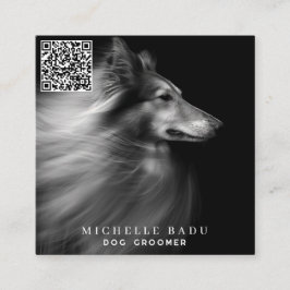 Hund Groomer QR-kod Social Media Fyrkantigt Visitkort