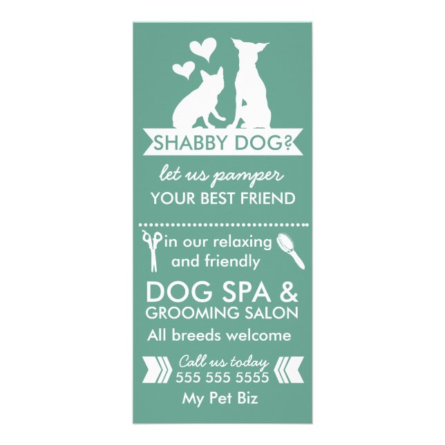 Hund Groomer-rackkort och -meny Reklamkort (Framsidan)