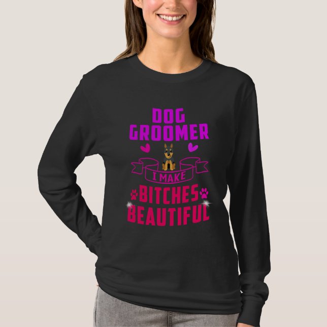Hund Groomer Rolig hund Groomer Beauty Funny Dober T Shirt (Framsida)