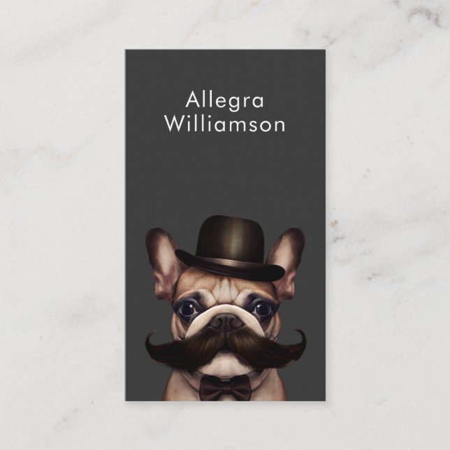 Hund Groomer Roligt Fransk Bulldog QR-kod Visitkort (Framsida)