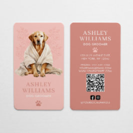 Hund Groomer  Rosa Elegant QR-kod Visitkort