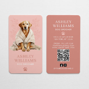Hund Groomer Rosa Elegant QR-kod Visitkort