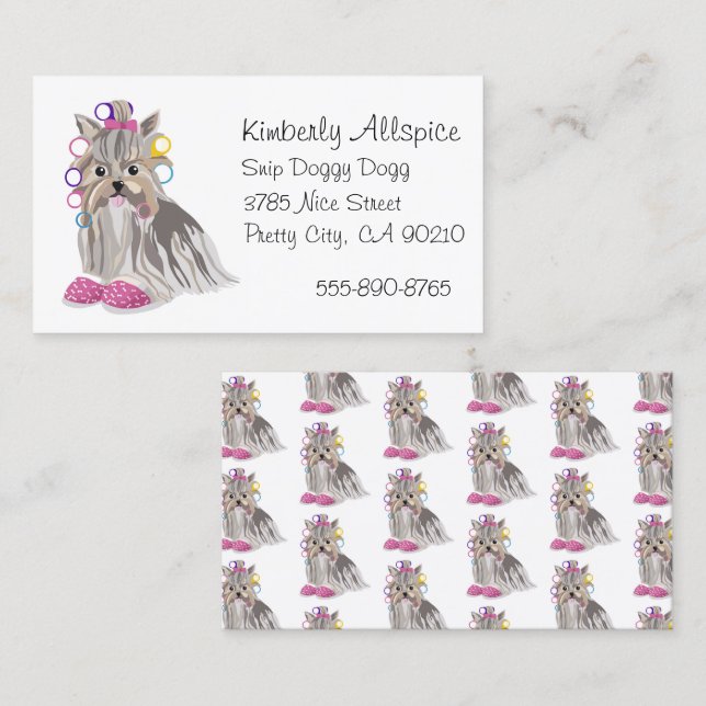 Hund Groomer Salon Yorkshire Terrier Yorkie Visitkort (Fram/baksida)