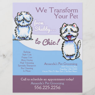 Hund Groomer Shabby chic Westie Promotional Reklamblad