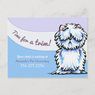 Hund Groomer Shabby Westie Möte påminnelse Vykort