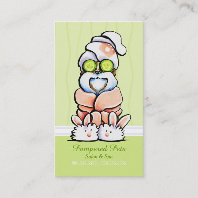 Hund Groomer Spa Shih Tzu-gurkkund Slår Lojalitetskort (Framsida)