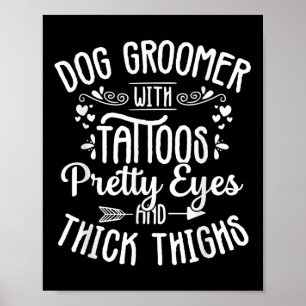 Hund Groomer Tattoos Söt Öga Pet Grooming Puppy Poster