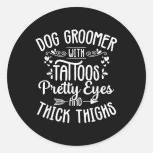 Hund Groomer Tattoos Söt Öga Pet Grooming Puppy Runt Klistermärke