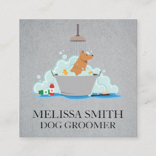 Hund Groomer   Tvätta hund Fyrkantigt Visitkort
