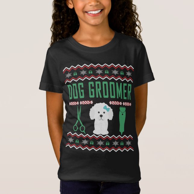 Hund Groomer Ugly julsötare T Shirt (Framsida)