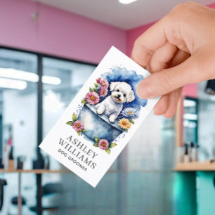 Hund Groomer Watercolor QR-kod Visitkort