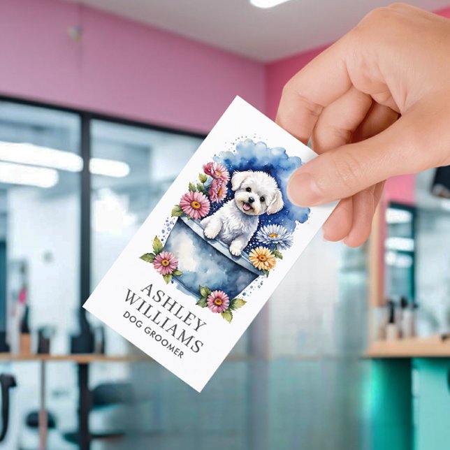 Hund Groomer Watercolor QR-kod Visitkort (Skapare uppladdad)