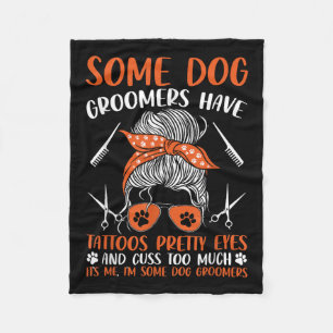 Hund Groomers har tattoos Hund Grooming Funny Pet  Fleecefilt