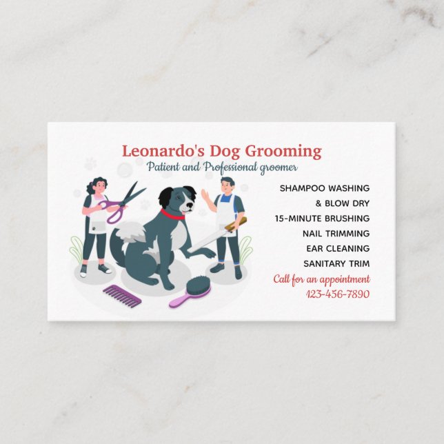 Hund Grooming-Affärskort Visitkort (Framsida)