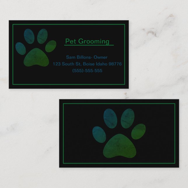 Hund Grooming-Affärskort Visitkort (Fram/baksida)