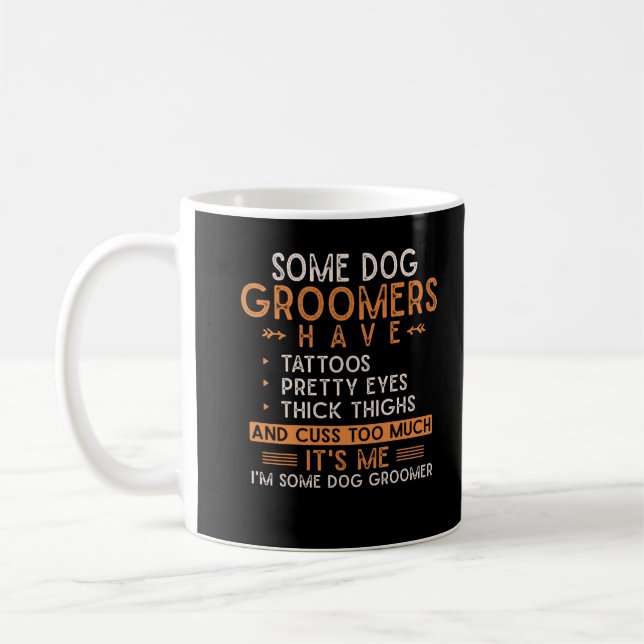 Hund Grooming Animal Tattoed Hund Groomer Kaffemugg (Vänster)