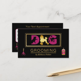 Hund Grooming Black Rosa-avtalskort Tidsbeställning Kort