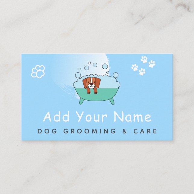 Hund Grooming Care Haircut Funny Pet Bubble Bath Visitkort (Framsida)
