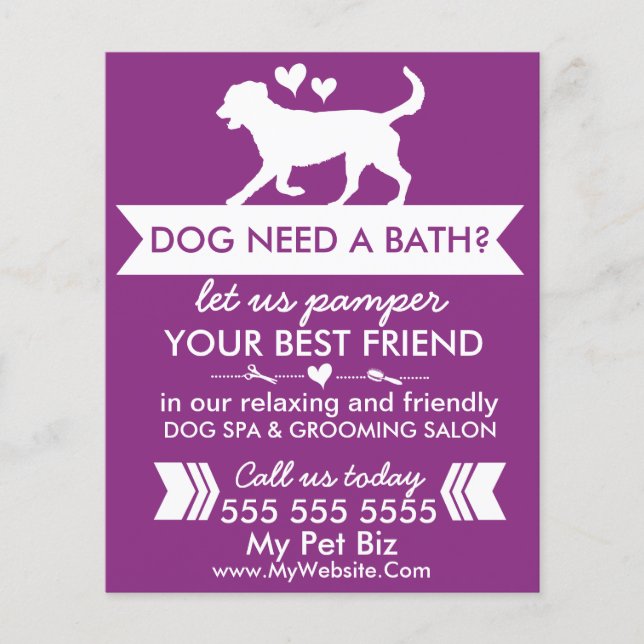 Hund Grooming Flyer - anpassningsbar (Framsidan)