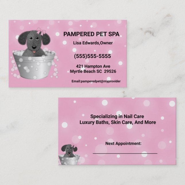 Hund Grooming Hund Spa Tidsbeställning Kort (Fram/baksida)