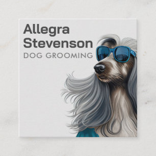Hund Grooming Modern Simple Typography Afghan Houn Fyrkantigt Visitkort